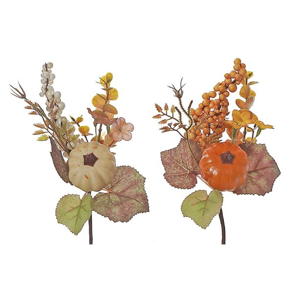 iH casadécor 10-in H Pumpkin and Leave Stem Decoration - Set of 6