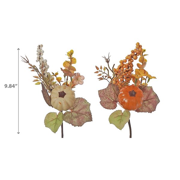 iH casadécor 10-in H Pumpkin and Leave Stem Decoration - Set of 6