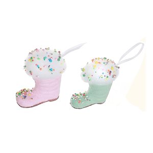 iH casadécor 3.94-in H Pastel Colours Polyfoam Snow Boot Ornament - Set of 12