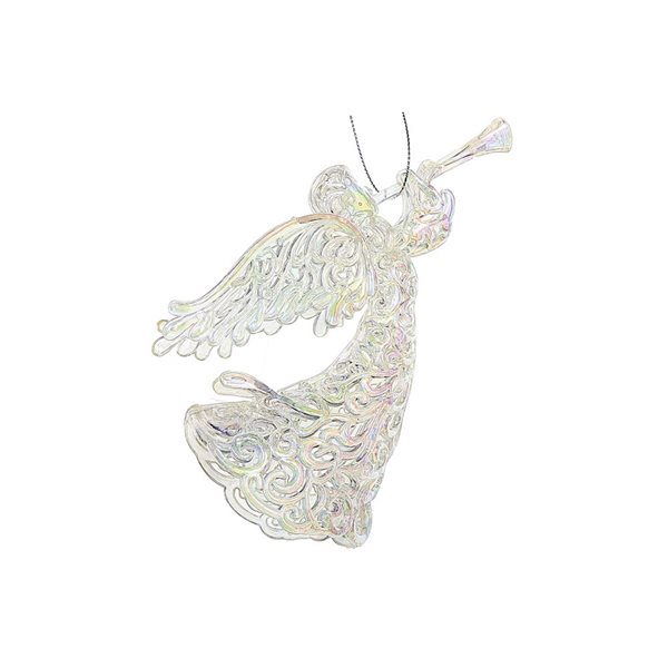 iH casadécor 3.39 L x 6.69-in H Silver Plastic Angel Ornament - Set of 12