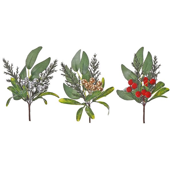 iH casadécor Berry and Leave Stem Arrangement - Set of 12