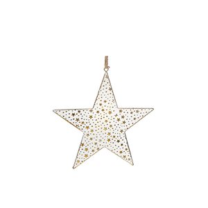 iH casadécor 12.2 W x 12.2-in H White and Gold Metal Medium Star Ornament