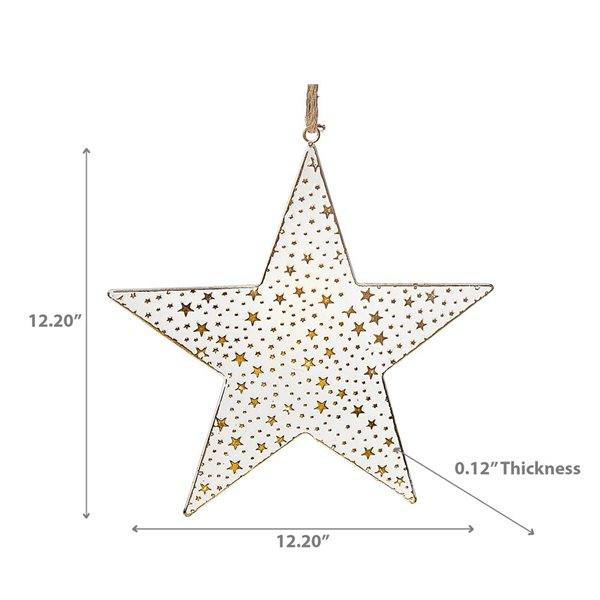 iH casadécor 12.2 W x 12.2-in H White and Gold Metal Medium Star Ornament