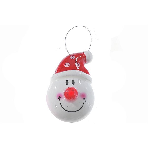 iH casadécor 2.56 L x 2.16 W x 4.13-in H Foam Santa with Light Up Nose Ornament - Set of 6