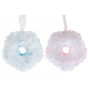 iH casadécor 3.15-in White Blue Pink Foam Donut Ornament - Set of 12