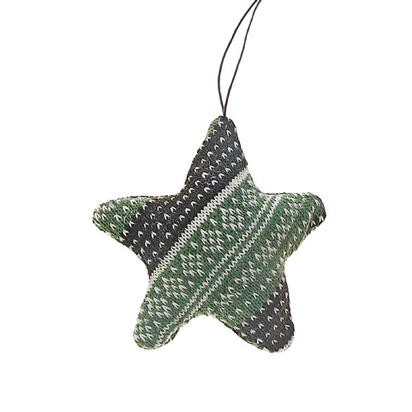 iH casadécor 6-in Green Fabric Large Size Star Ornament - Set of 6