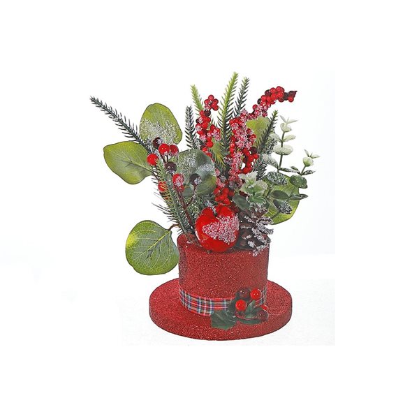 Décoration de Noël chapeau rouge et petites baies par iH casadécor 6 l. x 12 po h., 2/pqt