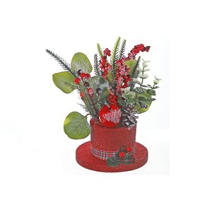 iH casadécor 6 W x 12-in H Red Hat with Small Berries Christmas Decoration - Set of 2