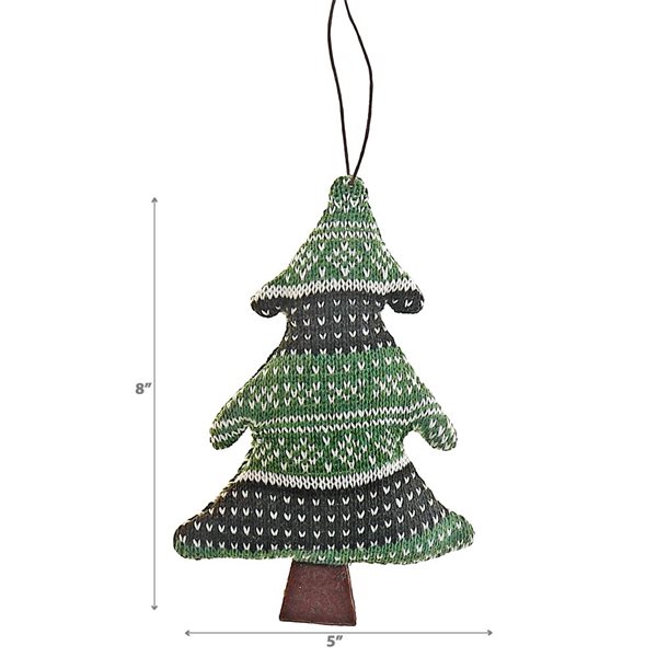 iH casadécor 5 L x 8-in H Green Fabric Medium Size Tree Ornament - Set of 6