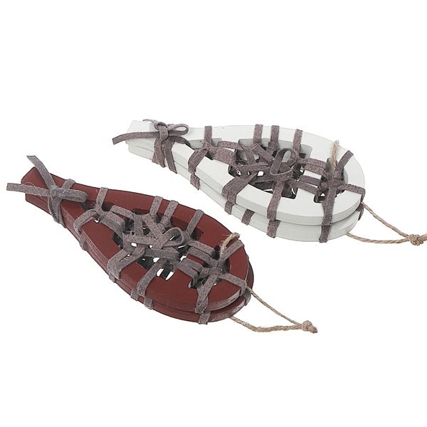 iH casadécor 5.12-in H Wooden Snowshoe Ornament - Set of 6