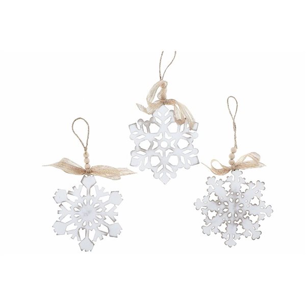 iH casadécor 7.87-in Wooden Snowflake Ornament - Set of 3 | RONA