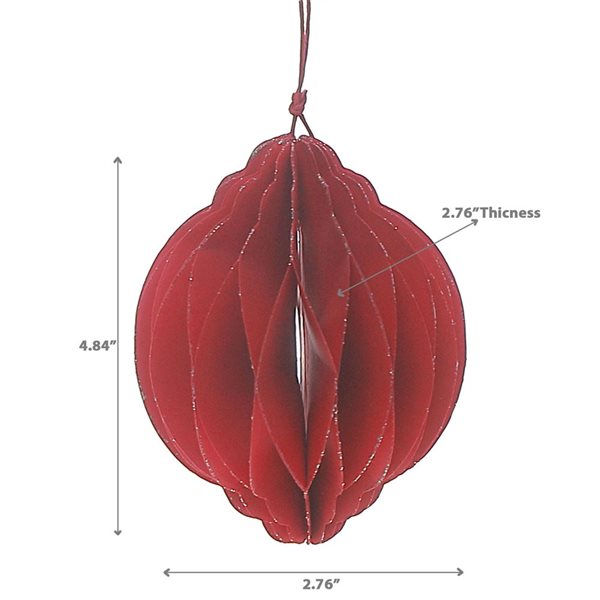 iH casadécor 4.84-in H Red Paper Folding Ball Ornament - Set of 12