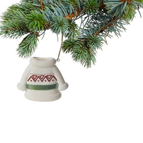 iH casadécor 3.07-in H White/Red/Green Ceramic Sweater Ornament - Set of 6