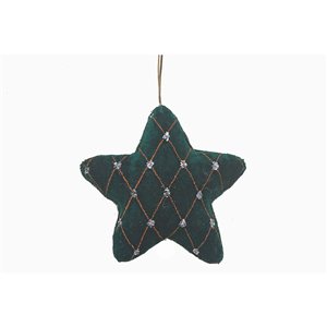 iH casadécor 4.33-in Green Fabric Star Ornament - Set of 12