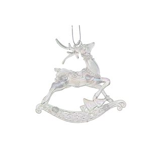 iH casadécor 4.33 L x 4.33-in H Silver Plastic Rocking Reindeer Ornament - Set of 12