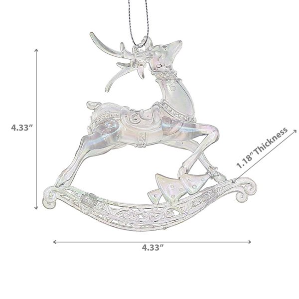 iH casadécor 4.33 L x 4.33-in H Silver Plastic Rocking Reindeer Ornament - Set of 12