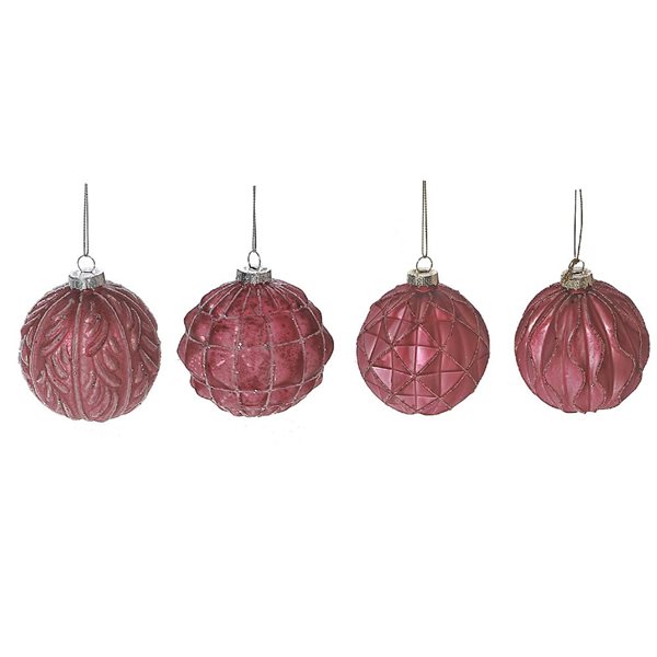 Ornement boule par iH casadécor 8 po en verre rose, 12/pqt