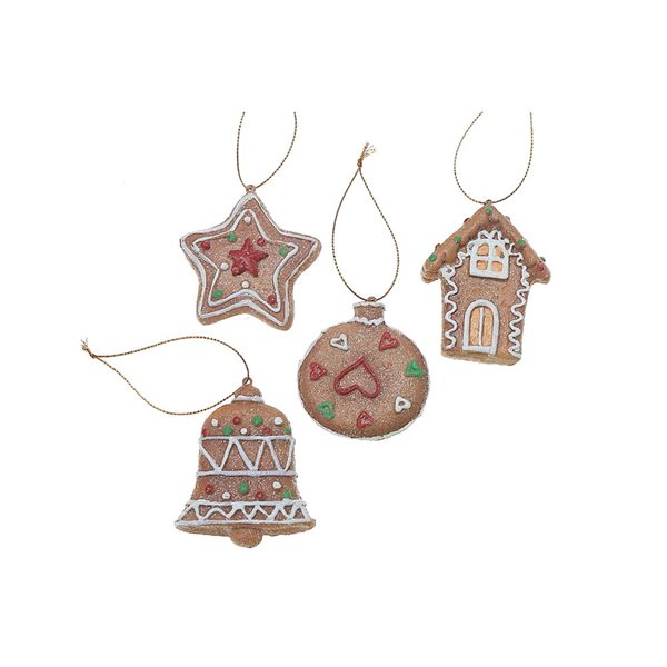 iH casadécor 3.35-in H Polyresin Gingerbread Cookie Ornament - Set of 12