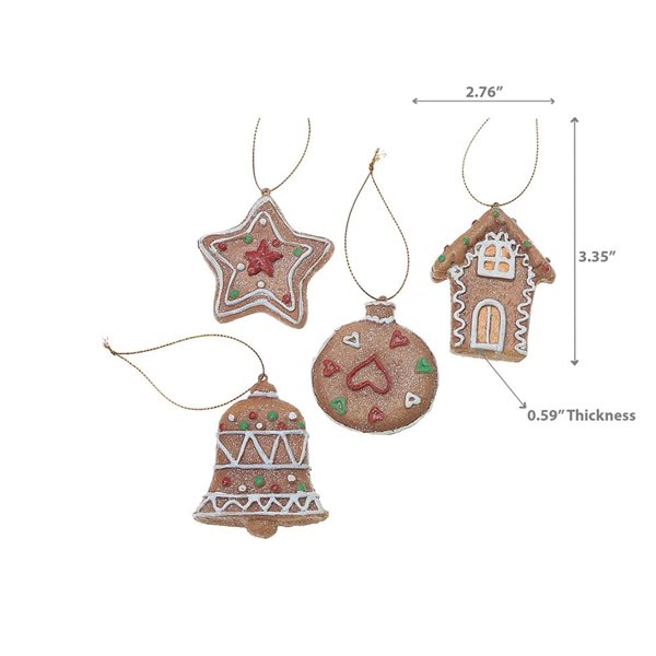 iH casadécor 3.35-in H Polyresin Gingerbread Cookie Ornament - Set of 12