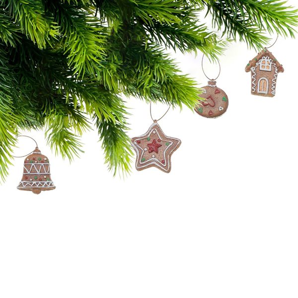 iH casadécor 3.35-in H Polyresin Gingerbread Cookie Ornament - Set of 12