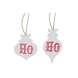 iH casadécor 4.14-in H White and Red Ceramic Ho Ho Ornament - Set of 12