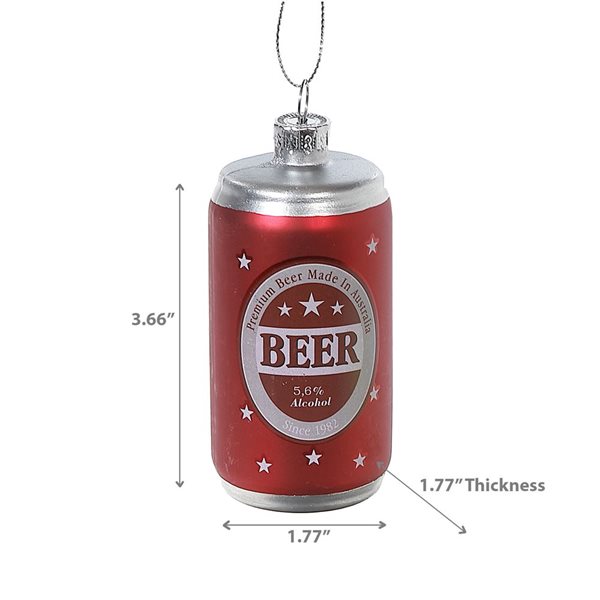 iH casadécor 1.77 L x 1.77 W x 3.66-in H Glass Beer Can Ornament - Set of 12