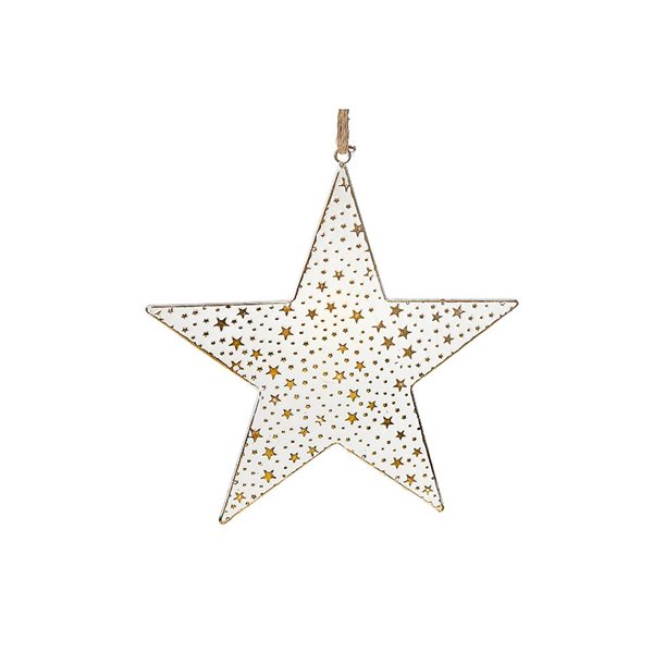 iH casadécor 13.78 W x 13.78-in H White and Gold Metal Large Star Ornament