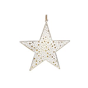 iH casadécor 13.78 W x 13.78-in H White and Gold Metal Large Star Ornament