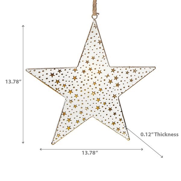 iH casadécor 13.78 W x 13.78-in H White and Gold Metal Large Star Ornament