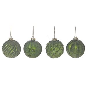 iH casadécor 8-in Green Glass Ball Ornament - Set of 12