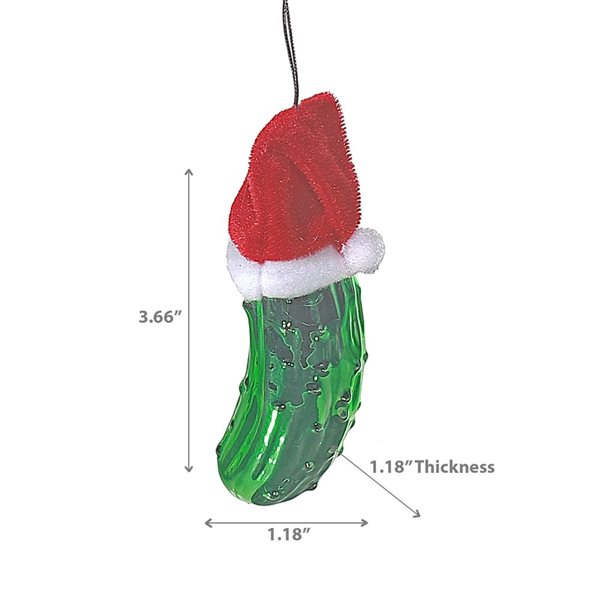 iH casadécor 1.18 W x 3.66-in H Glass Pickle with Christmas Hat Ornament - Set of 12