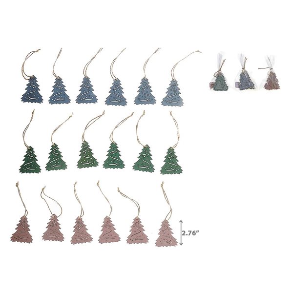 iH casadécor 2.76-in H Pastel Colours Wood Tree-Shaped Ornament - 6/Pk