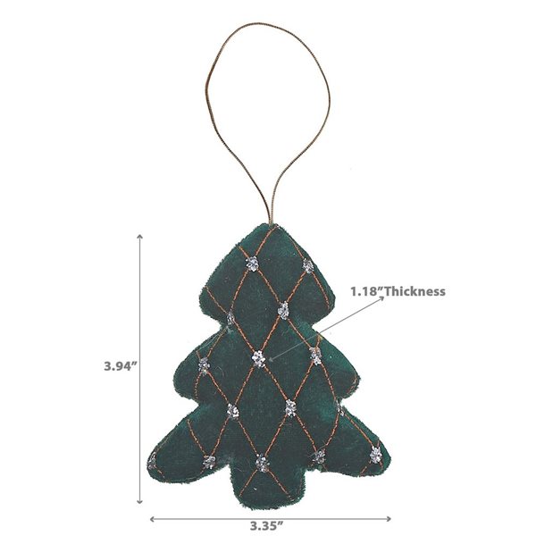 iH casadécor 3.94-in Green Fabric Tree Ornament - Set of 12