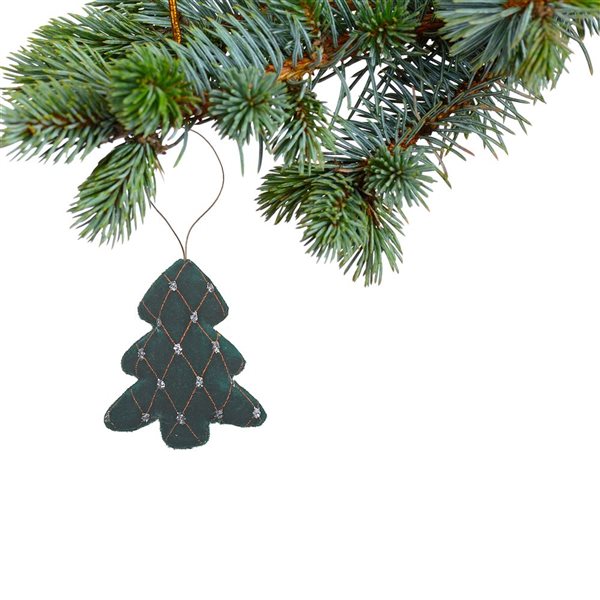 iH casadécor 3.94-in Green Fabric Tree Ornament - Set of 12