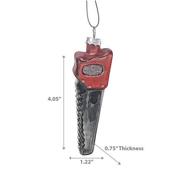 iH casadécor 1.22 L x 0.75 W x 4.05-in H Glass Saw Ornament - Set of 12