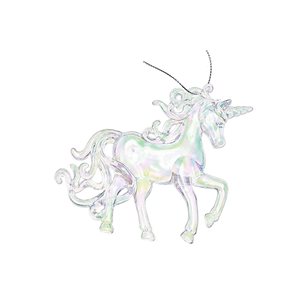 iH casadécor 4.33 L x 3.54-in H Silver Plastic Unicorn Ornament - Set of 12