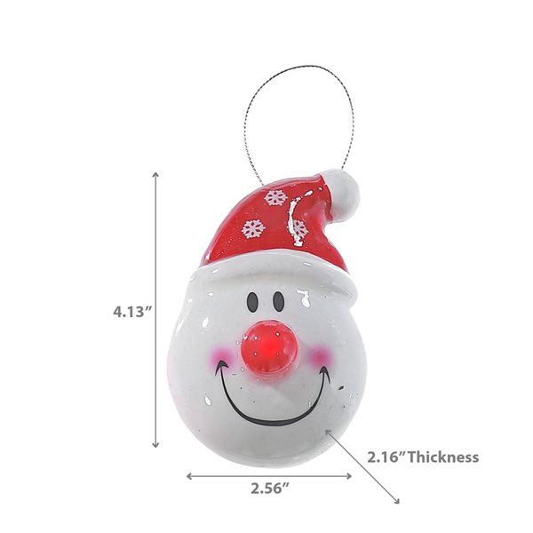 iH casadécor 2.56 L x 2.16 W x 4.13-in H Foam Snowman with Light Up Nose Ornament - Set of 6