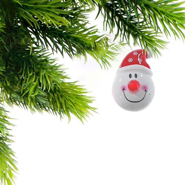 iH casadécor 2.56 L x 2.16 W x 4.13-in H Foam Snowman with Light Up Nose Ornament - Set of 6