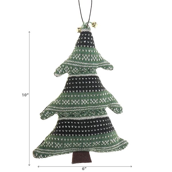 iH casadécor 6 L x 10-in H Green Fabric Large Size Tree Ornament - Set of 4