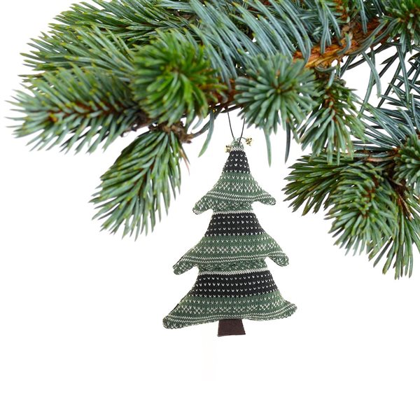 iH casadécor 6 L x 10-in H Green Fabric Large Size Tree Ornament - Set of 4