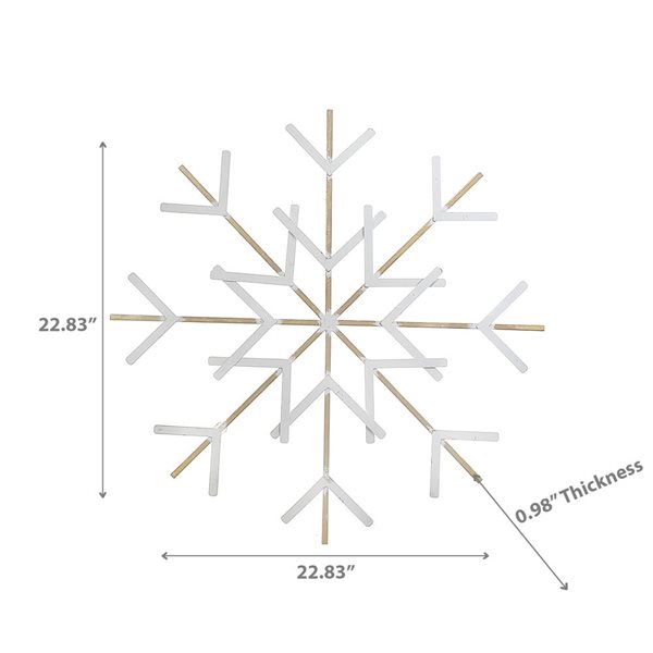 Décoration murale flocon de neige par iH casadécor 22,83 l. x 22,83 po h. métal blanc et doré