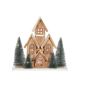 iH casadécor Led Wooden House Brown 12.40"