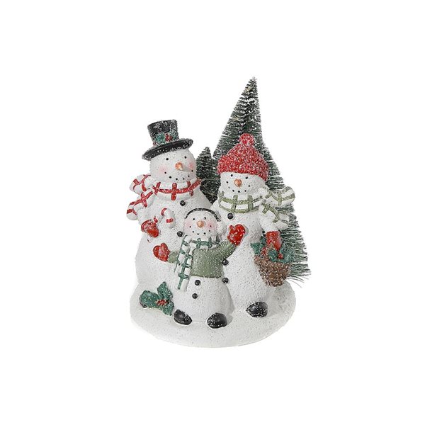 iH casadécor Led Resin Triple Snowman Decor