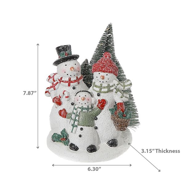 iH casadécor Led Resin Triple Snowman Decor