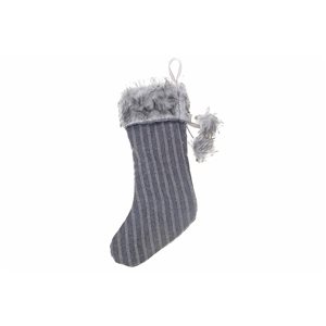 Chaussette de Noël en tissu écossais brodé avec fausse fourrure iH casadécor - Lot de 2