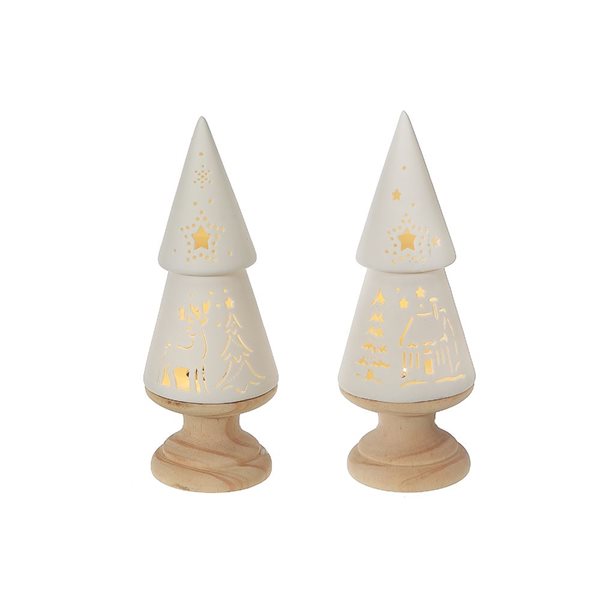 iH casadécor Led Ceramic Tree With Wood Base