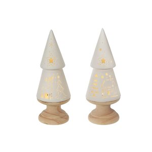 iH casadécor Led Ceramic Tree With Wood Base