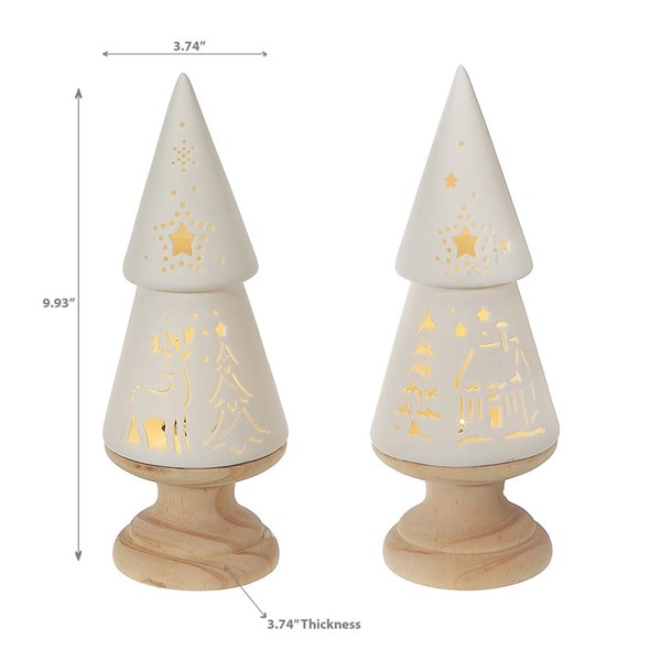 iH casadécor Led Ceramic Tree With Wood Base