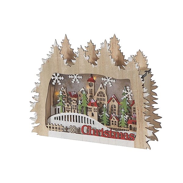 Forme de forêt en bois à DEL iH casadécor avec décor de Noël