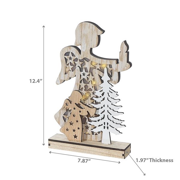 iH casadécor Led Wooden Angel Stand Large